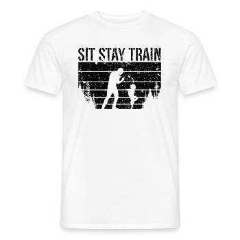 Sit Stay Train Retro Dog Trainer Animal Trainers - Männer T-Shirt - Weiß - Vorne - AI Model Male 178 dark (178cm)