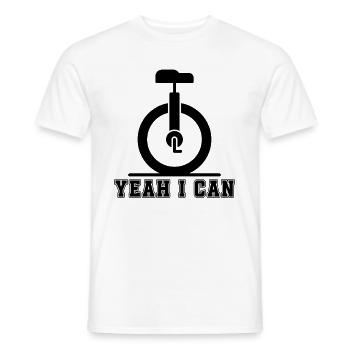 yes I Can Unicycle Cycling One Wheel Unicyclist - Men's T-Shirt - white - Front - AI Model Male 178 dark (178cm)