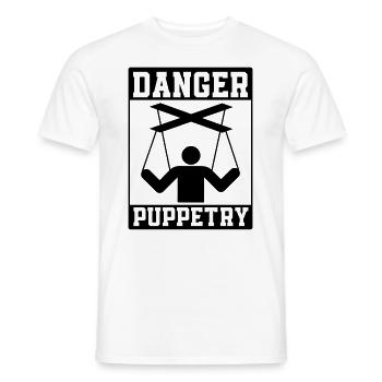 Danger Puppetry Puppeteering Marionettes Puppeteer - Men's T-Shirt - white - Front - AI Model Male 178 dark (178cm)