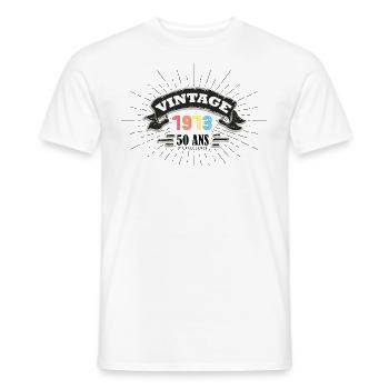 Vintage exemplaire unique 1973 Edition limitée - T-shirt homme - blanc - Devant - AI Model Male 178 dark (178cm)