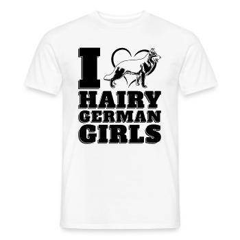 I Heart Hairy Police Dogs German Shepherd Lover - Men's T-Shirt - white - Front - AI Model Male 178 dark (178cm)