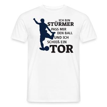 Stürmer - Pass mir den Ball ich schieß ein Tor - Männer T-Shirt - Weiß - Vorne - AI Model Male 178 dark (178cm)