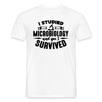 I Studied Microbiology MIcroscope Microbiologists - Men's T-Shirt - white - Front - AI Model Male 178 dark (178cm)