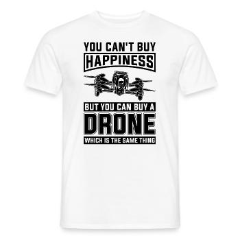 You Can't Buy Happiness Racing Machine Drone Racer - Men's T-Shirt - white - Front - AI Model Male 178 dark (178cm)