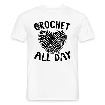 Crochet All Day Crocheting Knitting Crochet Lover - Men's T-Shirt - white - Front - AI Model Male 178 dark (178cm)