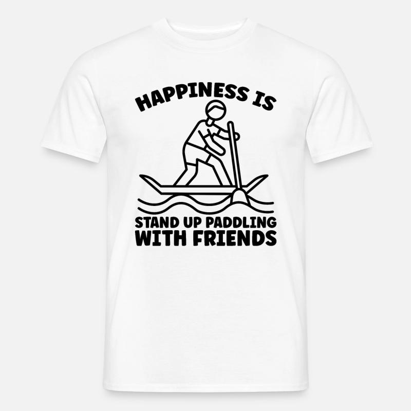 Lykken er Stand Up Paddle Boat Paddle Boarder - Mænd T-shirt - hvid