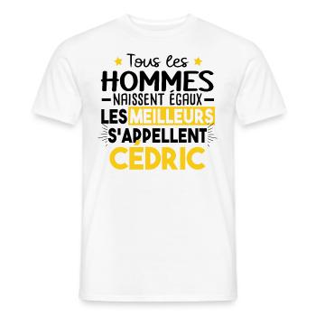 Cédric Prénom Homme Cadeau Humour - T-shirt homme - blanc - Devant - AI Model Male 178 dark (178cm)