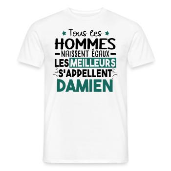 Damien Prénom Homme Cadeau Humour - T-shirt homme - blanc - Devant - AI Model Male 178 dark (178cm)