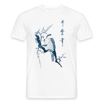 Habicht auf einem Ast blau - Männer T-Shirt - Weiß - Vorne - AI Model Male 178 dark (178cm)