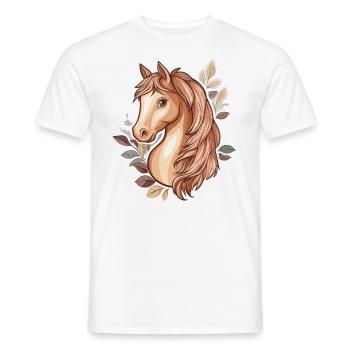 Horse Autumn Leaves - Men's T-Shirt - white - Front - AI Model Male 178 dark (178cm)