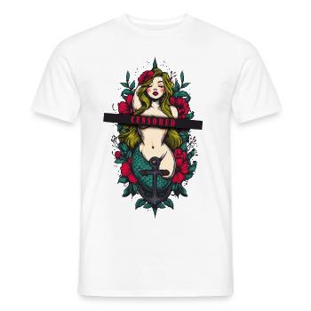 Sirène et ancre - T-shirt homme - blanc - Devant - AI Model Male 178 dark (178cm)