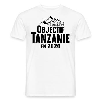 2024 Tanzanie Kilimandjaro Montagne Afrique - T-shirt homme - blanc - Devant - AI Model Male 178 dark (178cm)