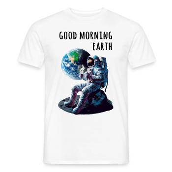 Good morning earth Astronaut - Men's T-Shirt - white - Front - AI Model Male 178 dark (178cm)