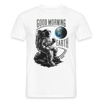 Good morning earth Astronaut - Men's T-Shirt - white - Front - AI Model Male 178 dark (178cm)