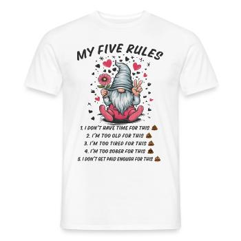 5 règles d’un gnome amusant - T-shirt homme - blanc - Devant - AI Model Male 178 dark (178cm)
