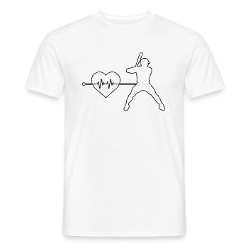 Baseball Herzschlag - Männer T-Shirt - Weiß - Vorne - AI Model Male 178 dark (178cm)