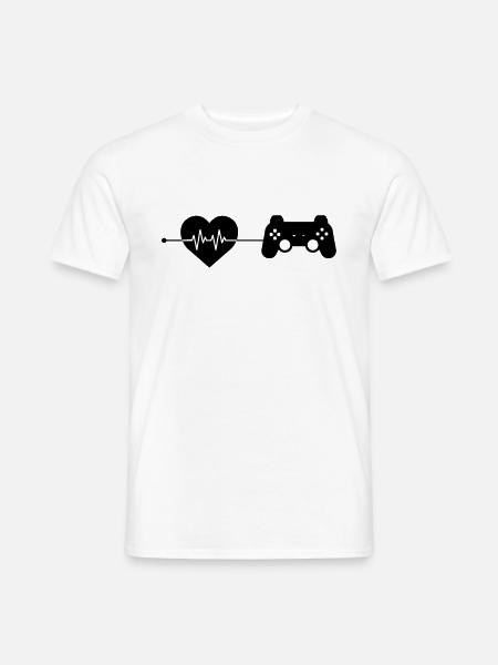 gaming Herzschlag - Männer T-Shirt - Weiß