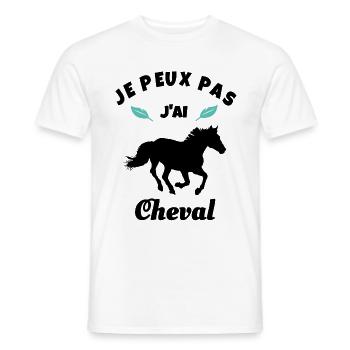 je peux pas j'ai cheval équitation - T-shirt homme - blanc - Devant - AI Model Male 178 dark (178cm)