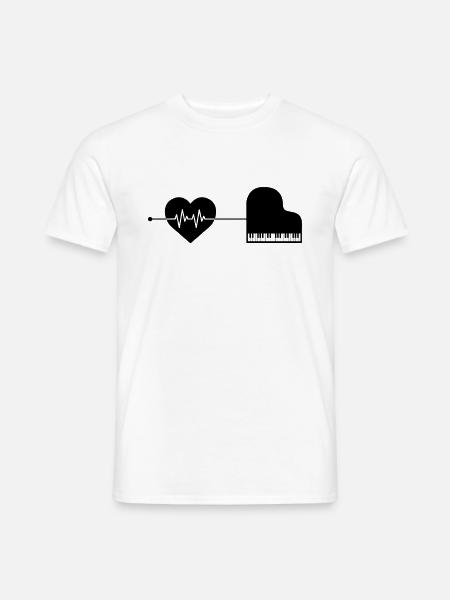 Klavier Piano Herzschlag - Männer T-Shirt - Weiß