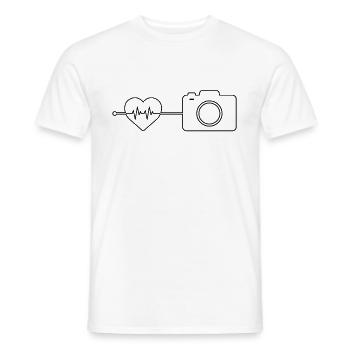 Camera Photography Heartbeat - Men's T-Shirt - white - Front - AI Model Male 178 dark (178cm)