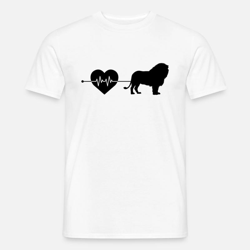 Löwe Herzschlag - Männer T-Shirt - Weiß
