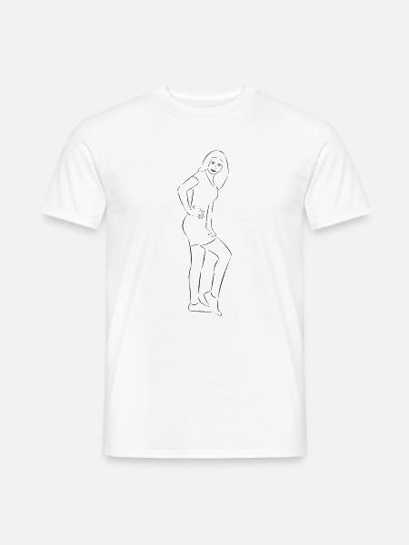 hübsche Frau gezeichnet - Männer T-Shirt - Weiß