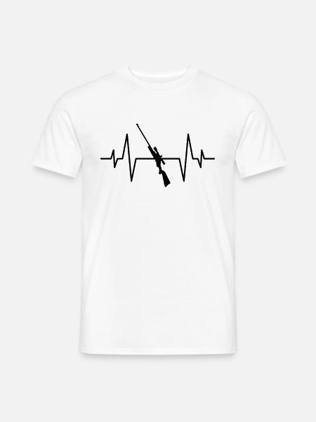 Jagd Gewehr Herzschlag - Männer T-Shirt - Weiß