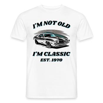 Born 1970 Classic since 1970 Muscle-Car Design - Men's T-Shirt - white - Front - AI Model Male 178 dark (178cm)