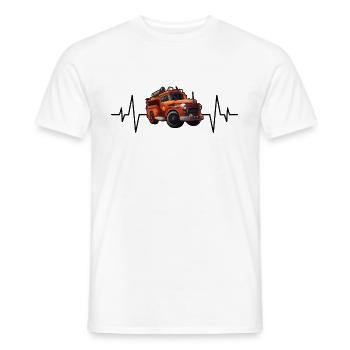 Battement de cœur de camion de pompiers - T-shirt homme - blanc - Devant - AI Model Male 178 dark (178cm)
