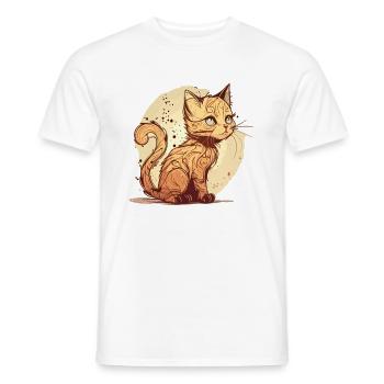 Cat in comic style - Men's T-Shirt - white - Front - AI Model Male 178 dark (178cm)
