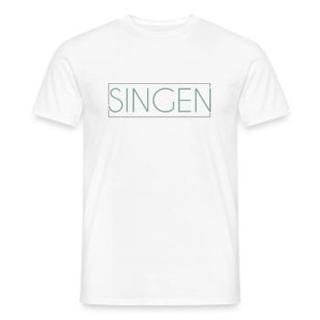 Singen Schriftzug - Männer T-Shirt - Weiß - Vorne - AI Model Male 178 dark (178cm)