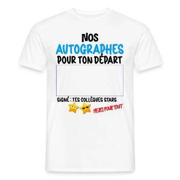 Collègue De Travail Autographes Des Stars Départ - T-shirt homme - blanc - Devant - AI Model Male 178 dark (178cm)