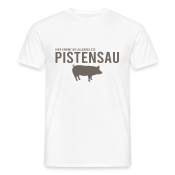 Pistensau Skier Fun - T-shirt homme - blanc - Devant - AI Model Male 178 dark (178cm)