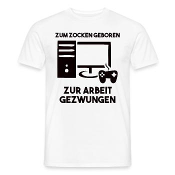 Zum Zocken Geboren Zur Arbeit Gezwungen - Männer T-Shirt - Weiß - Vorne - AI Model Male 178 dark (178cm)