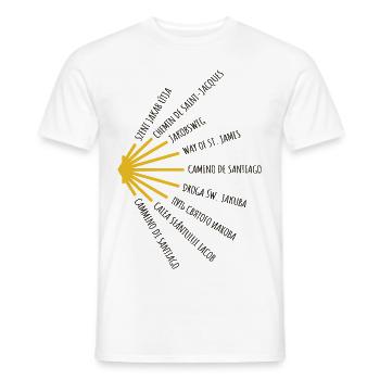 Le Chemin de Saint-Jacques-de-Compostelle compte de nombreuses langues - Chemin - Pèlerinage - T-shirt homme - blanc - Devant - AI Model Male 178 dark (178cm)