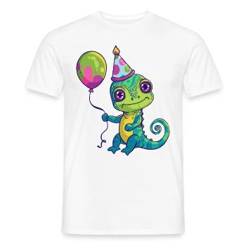 Caméléon Anniversaire Bébé - T-shirt homme - blanc - Devant - AI Model Male 178 dark (178cm)