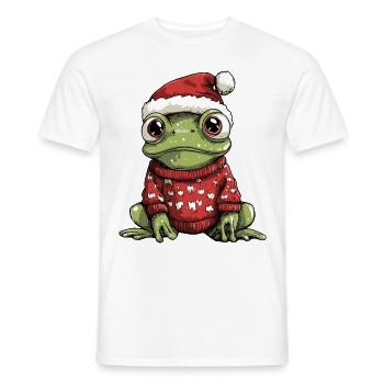 Frog Christmas Comic - Men's T-Shirt - white - Front - AI Model Male 178 dark (178cm)