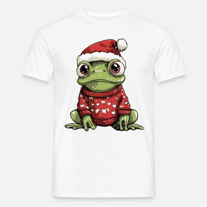 Frosch Weihnachten Comic - Männer T-Shirt - Weiß