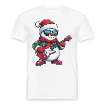 Snowman Christmas Rocker Guitar - Men's T-Shirt - white - Front - AI Model Male 178 dark (178cm)