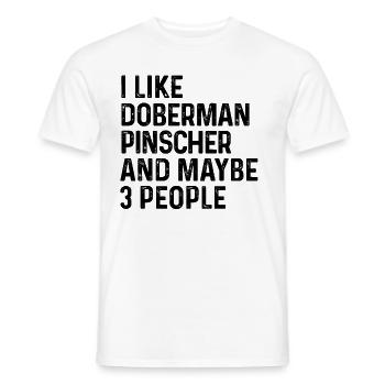 J'aime le chien Doberman Pinscher et peut-être 3 personnes - T-shirt homme - blanc - Devant - AI Model Male 178 dark (178cm)