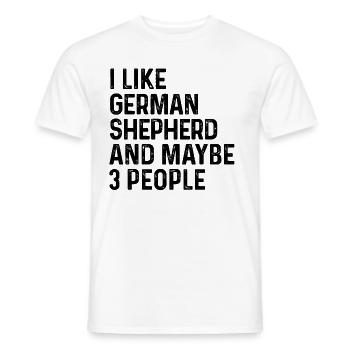 J'aime le berger allemand et peut-être le chien de 3 personnes - T-shirt homme - blanc - Devant - AI Model Male 178 dark (178cm)