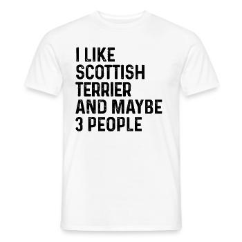 Ich mag Scottish Terrier und vielleicht 3 Personen Hund - Männer T-Shirt - Weiß - Vorne - AI Model Male 178 dark (178cm)