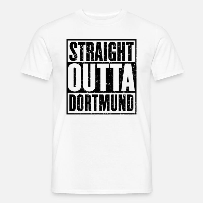 Gerade Outta Dortmund - Männer T-Shirt - Weiß