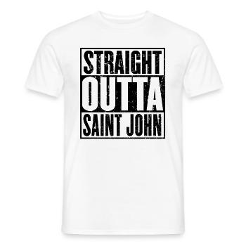 Gerade Outta Saint-John Vintage - Männer T-Shirt - Weiß - Vorne - AI Model Male 178 dark (178cm)