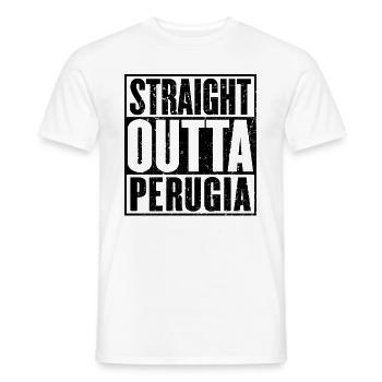Straight Outta Pérouse - T-shirt homme - blanc - Devant - AI Model Male 178 dark (178cm)