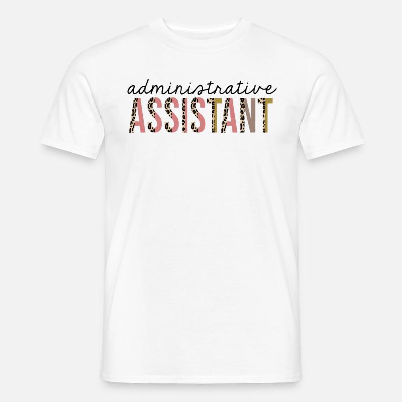 Verwaltungsassistent-Leopard-Druck lustig - Männer T-Shirt - Weiß