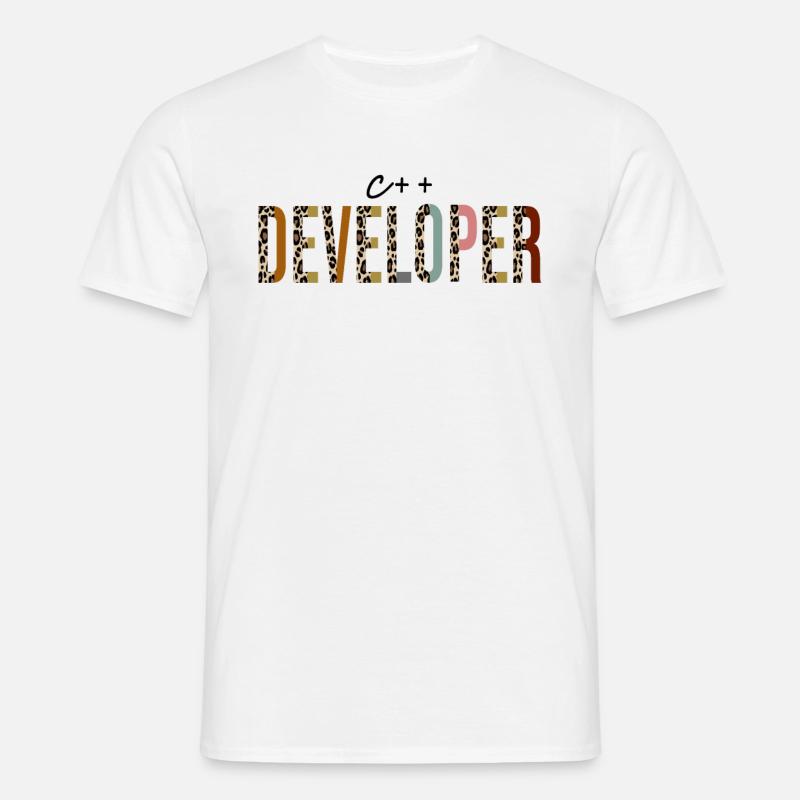 C++ developer Leopard Print Funny - Men's T-Shirt - white