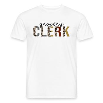 Grocery Clerk Leopard Print Funny - Men's T-Shirt - white - Front - AI Model Male 178 dark (178cm)
