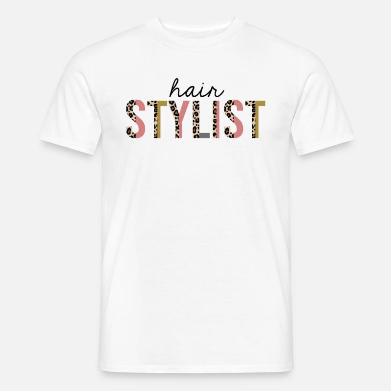 Friseur Leopard Print Funny - Männer T-Shirt - Weiß