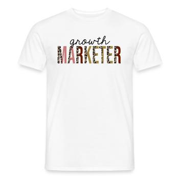 Marketing de croissance Leopard Print Funny - T-shirt homme - blanc - Devant - AI Model Male 178 dark (178cm)